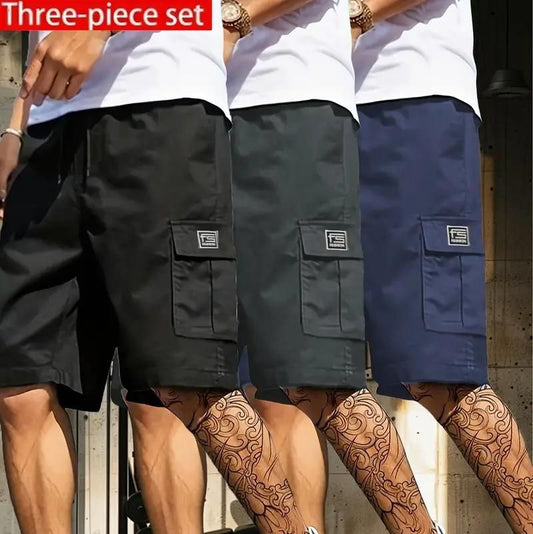 Men's Cotton Casual Cargo Shorts Pack of 3